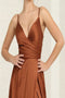 May Queen MQ1945R Sleeveless High Slit Bridesmaid Gown in Rust