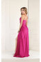 May Queen MQ1954 Spaghetti Strap Ruched Sheath Bridesmaids Dress with High Slit