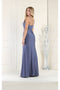 May Queen MQ1954 Spaghetti Strap Ruched Sheath Bridesmaids Dress with High Slit