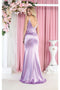 May Queen MQ1955 V-Neck Sleeveless Ruched Satin Evening Gown