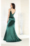 May Queen MQ1955 V-Neck Sleeveless Ruched Satin Evening Gown