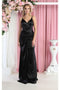 May Queen MQ1955 V-Neck Sleeveless Ruched Satin Evening Gown