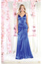 May Queen MQ1955 V-Neck Sleeveless Ruched Satin Evening Gown