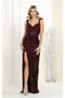 May Queen MQ1957 Off-Shoulder V-Neck Long Sequin Gown