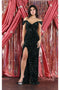 May Queen MQ1957 Off-Shoulder V-Neck Long Sequin Gown