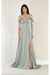 May Queen MQ1960 Off The Shoulder Corset A-Line Maxi Formal Prom Dress