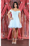 May Queen MQ1966 Off-Shoulder Corset Fit-and-Flare Short Dress