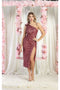 May Queen MQ1967 One-Shoulder Sequin Sheath Midi Cocktail Dress