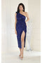 May Queen MQ1967 One-Shoulder Sequin Sheath Midi Cocktail Dress