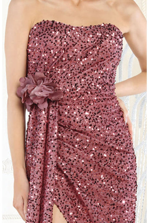May Queen MQ1968 Strapless Sequin Formal Evening Gown