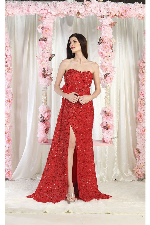 May Queen MQ1968 Strapless Sequin Formal Evening Gown