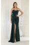 May Queen MQ1968G Strapless Sequined Hunter Green Formal Dress with High Slit