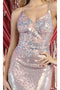 May Queen MQ1970 Sequined V-neck Sheath Special Occasion Gown with Rhinestone Embellishments