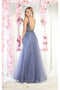 May Queen MQ1971 Embroidered V-neck A-Line Prom Dress with Sheer Bodice