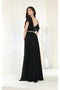 May Queen MQ1972 Bell-Sleeve Long Chiffon A-Line Evening Dress