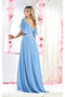 May Queen MQ1972 Bell-Sleeve Long Chiffon A-Line Evening Dress