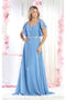 May Queen MQ1972 Bell-Sleeve Long Chiffon A-Line Evening Dress