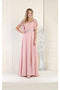 May Queen MQ1972 Bell-Sleeve Long Chiffon A-Line Evening Dress