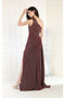 May Queen MQ1976 Asymmetrical One-Shoulder Prom Gown with Dramatic Side Cape