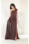 May Queen MQ1976 Asymmetrical One-Shoulder Prom Gown with Dramatic Side Cape