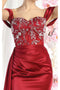 May Queen MQ1977 Off-Shoulder Sheer Bodice Red Carpet Gown with Embellished Embroidery