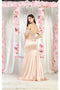 May Queen MQ1977 Off-Shoulder Sheer Bodice Red Carpet Gown with Embellished Embroidery