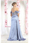 May Queen MQ1977 Off-Shoulder Sheer Bodice Red Carpet Gown with Embellished Embroidery