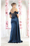 May Queen MQ1977 Off-Shoulder Sheer Bodice Red Carpet Gown with Embellished Embroidery