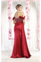 May Queen MQ1977 Off-Shoulder Sheer Bodice Red Carpet Gown with Embellished Embroidery