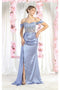 May Queen MQ1977 Off-Shoulder Sheer Bodice Red Carpet Gown with Embellished Embroidery