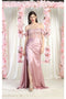 May Queen MQ1977 Off-Shoulder Sheer Bodice Red Carpet Gown with Embellished Embroidery