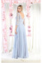 May Queen MQ1980 Pleated Satin Embroidered Mother of the Bride Gown with Rhinestone Details