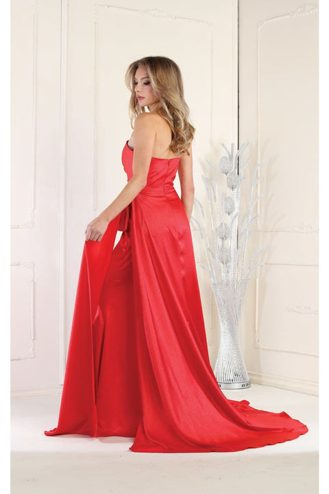 May Queen MQ1983 Strapless Ruched Sheath Evening Gown