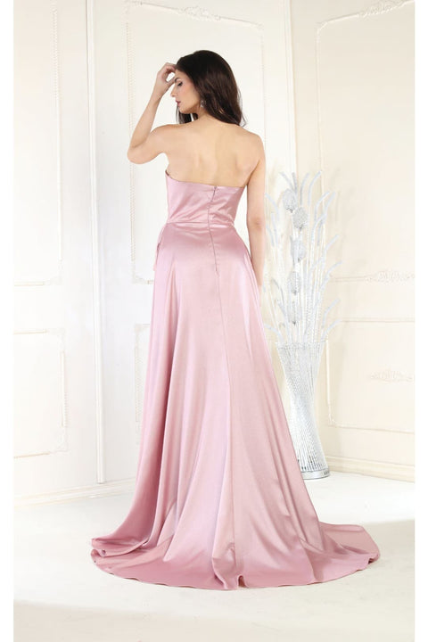 May Queen MQ1983 Strapless Ruched Sheath Evening Gown