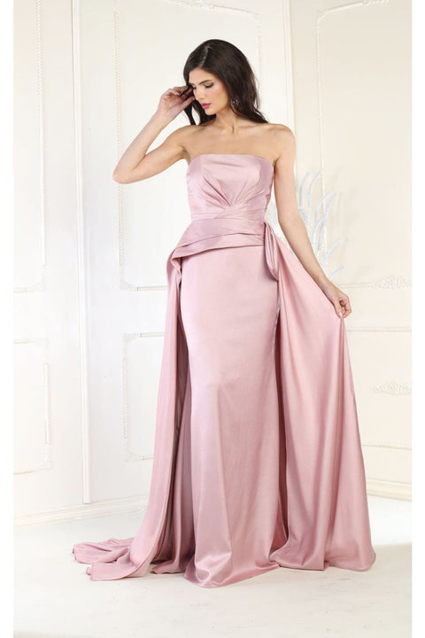 May Queen MQ1983 Strapless Ruched Sheath Evening Gown