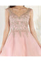 May Queen MQ1984 Embellished Sleeveless A-Line Graduation Dama Dress with Glitter Accents