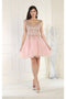 May Queen MQ1984 Embellished Sleeveless A-Line Graduation Dama Dress with Glitter Accents