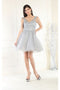 May Queen MQ1984 Embellished Sleeveless A-Line Graduation Dama Dress with Glitter Accents