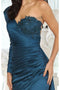 May Queen MQ1985 Satin One-Sleeve Gown with Strappy Back for Prom & Evening
