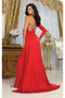 May Queen MQ1985 Satin One-Sleeve Gown with Strappy Back for Prom & Evening