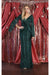 May Queen MQ1986 Sequined Hunter Green Sheath Evening Dress with Cape Sleeves