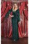 May Queen MQ1986 Sequined Hunter Green Sheath Evening Dress with Cape Sleeves