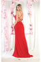 May Queen MQ1987 Crisscross Back Sheath Prom Dress with High Slit