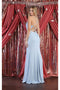 May Queen MQ1987 Crisscross Back Sheath Prom Dress with High Slit