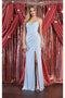 May Queen MQ1987 Crisscross Back Sheath Prom Dress with High Slit