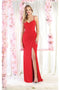 May Queen MQ1987 Crisscross Back Sheath Prom Dress with High Slit