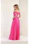 May Queen MQ1988 V-Neck Cold-Shoulder Ruched Long A-Line Dress