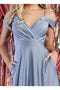 May Queen MQ1988 V-Neck Cold-Shoulder Ruched Long A-Line Dress