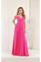 May Queen MQ1988 V-Neck Cold-Shoulder Ruched Long A-Line Dress