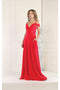 May Queen MQ1988 V-Neck Cold-Shoulder Ruched Long A-Line Dress